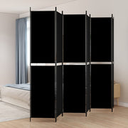 Sobna pregrada s 6 panela crna 300 x 220 cm od tkanine