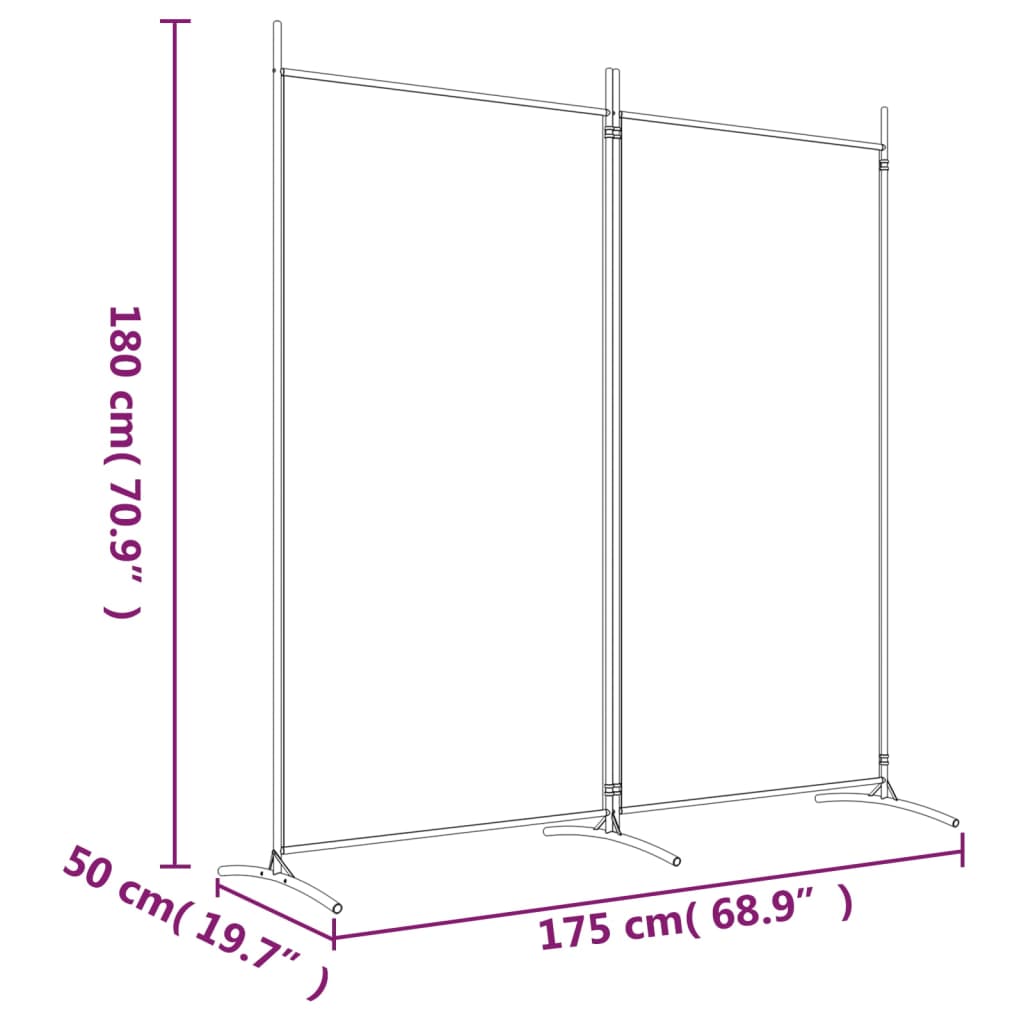 Sobna pregrada s 2 panela smeđa 175 x 180 cm od tkanine
