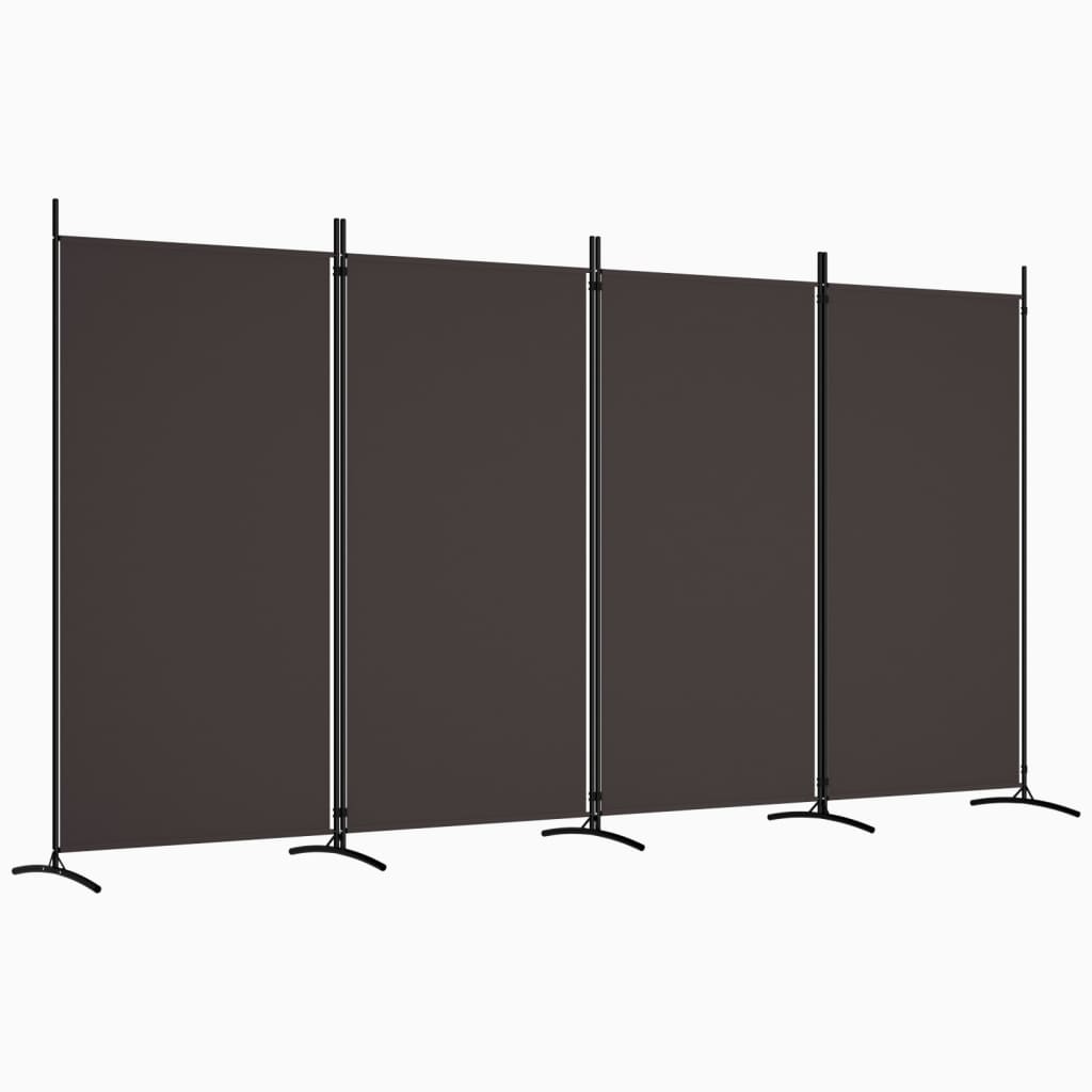 Sobna pregrada s 4 panela smeđa 346 x 180 cm od tkanine