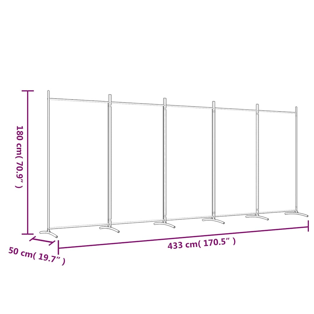 Sobna pregrada s 5 panela antracit 433x180 cm od tkanine
