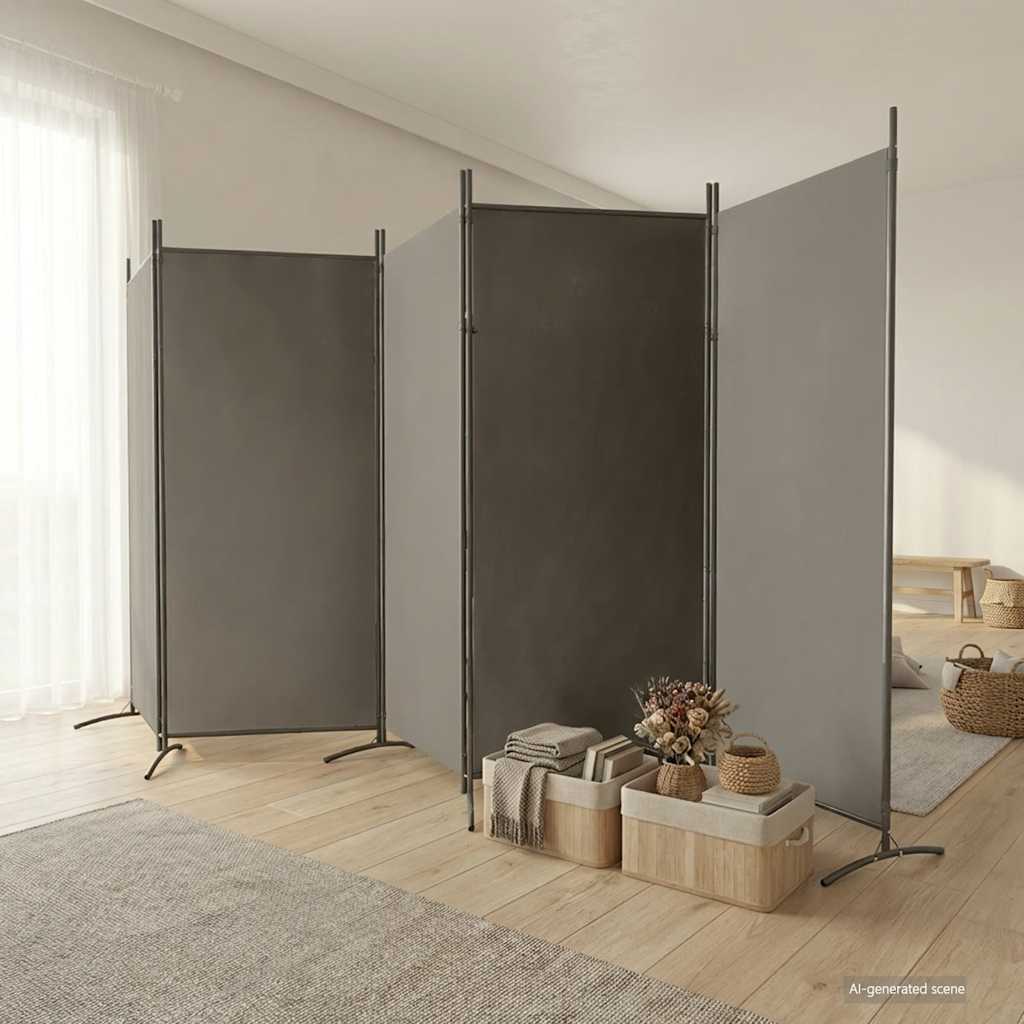 Sobna pregrada s 5 panela antracit 433x180 cm od tkanine