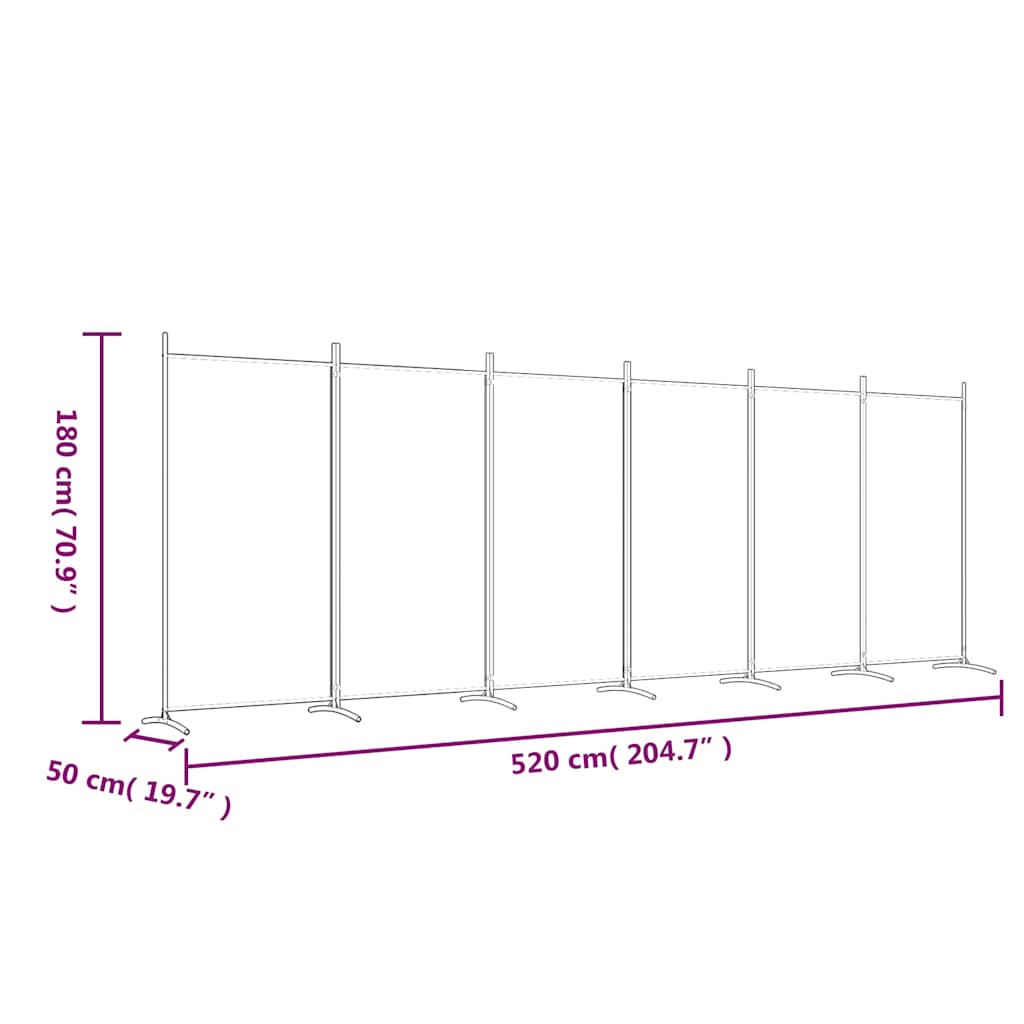 Sobna pregrada s 6 panela antracit 520x180 cm od tkanine