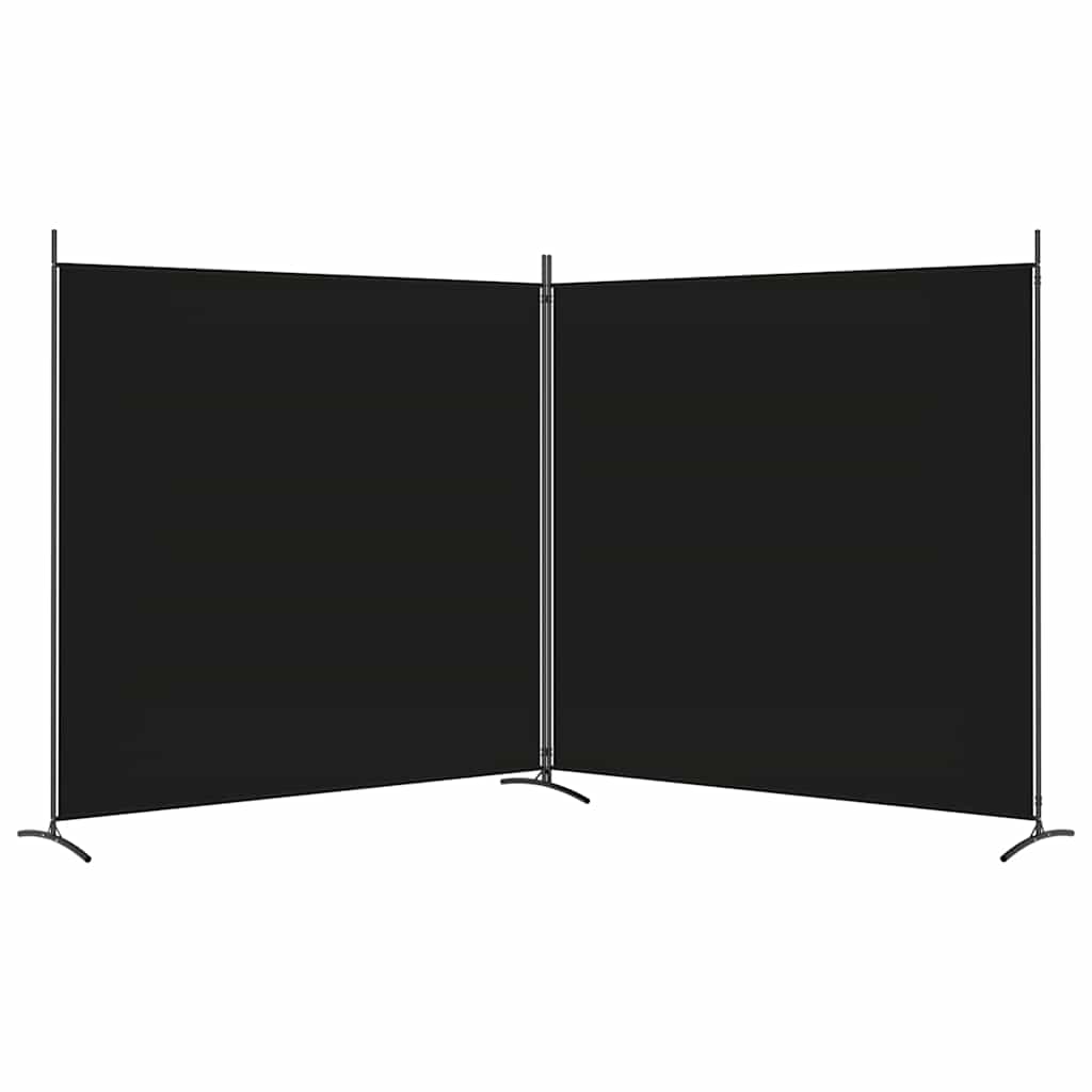 Sobna pregrada s 2 panela crna 348 x 180 cm od tkanine