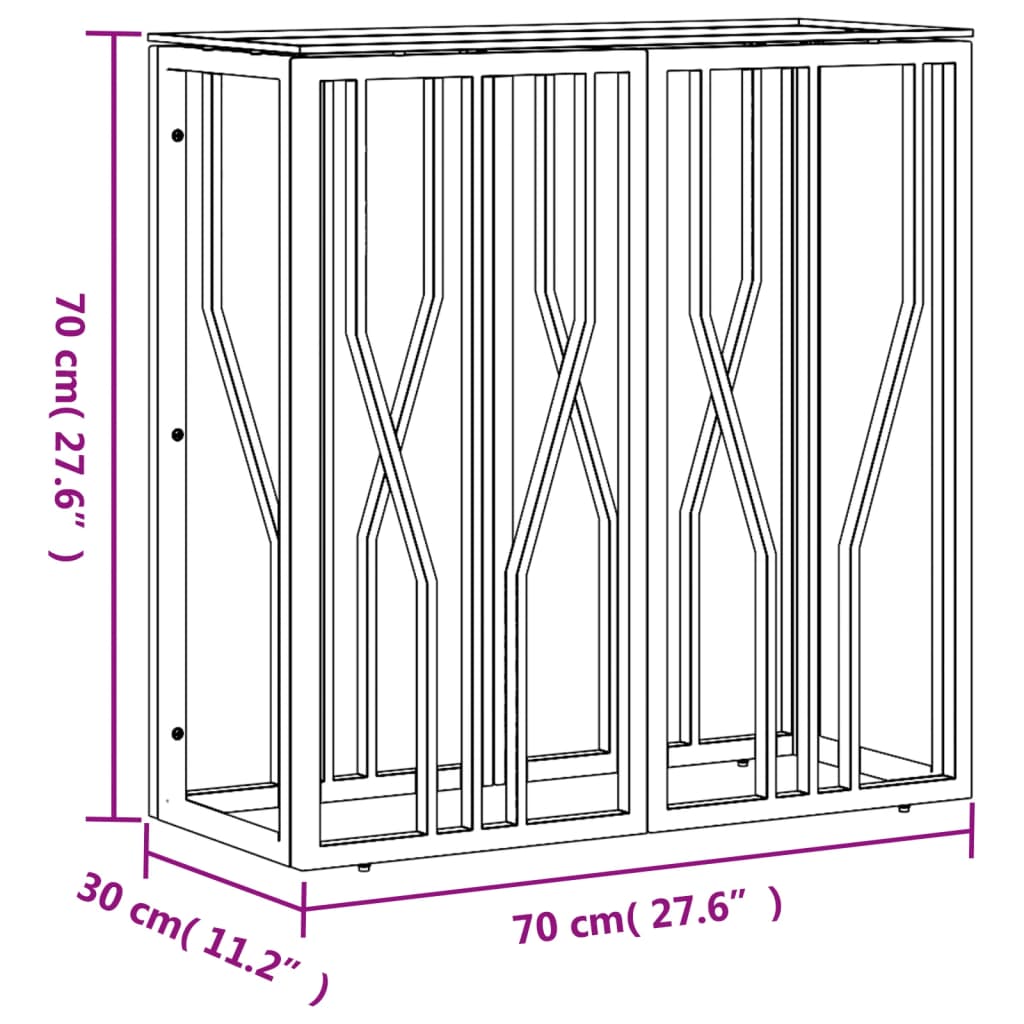 Konzolni stol 70 x 30 x 70 cm od nehrđajućeg čelika i stakla