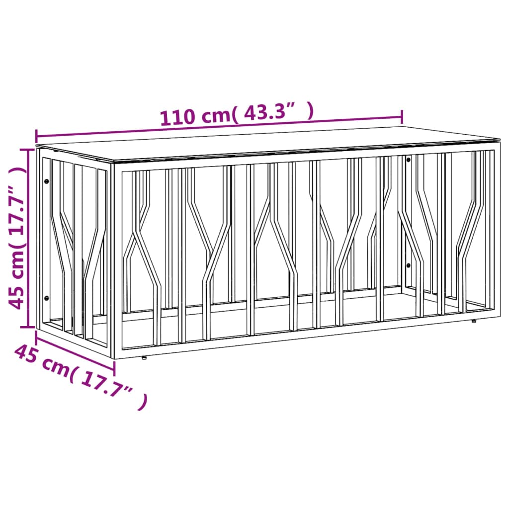 Stolić za kavu zlatni 110x45x45 cm nehrđajući čelik i staklo