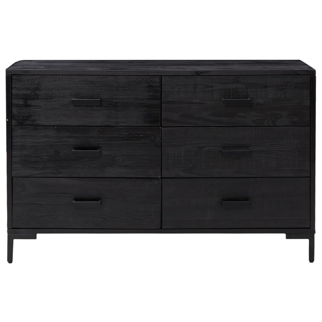 Komoda crna 110 x 35 x 70 cm od masivne borovine