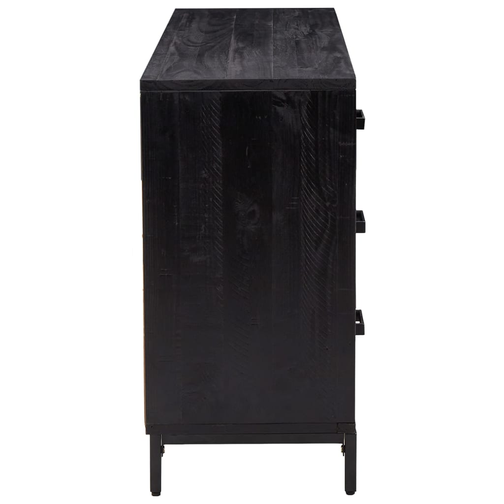 Komoda crna 110 x 35 x 70 cm od masivne borovine