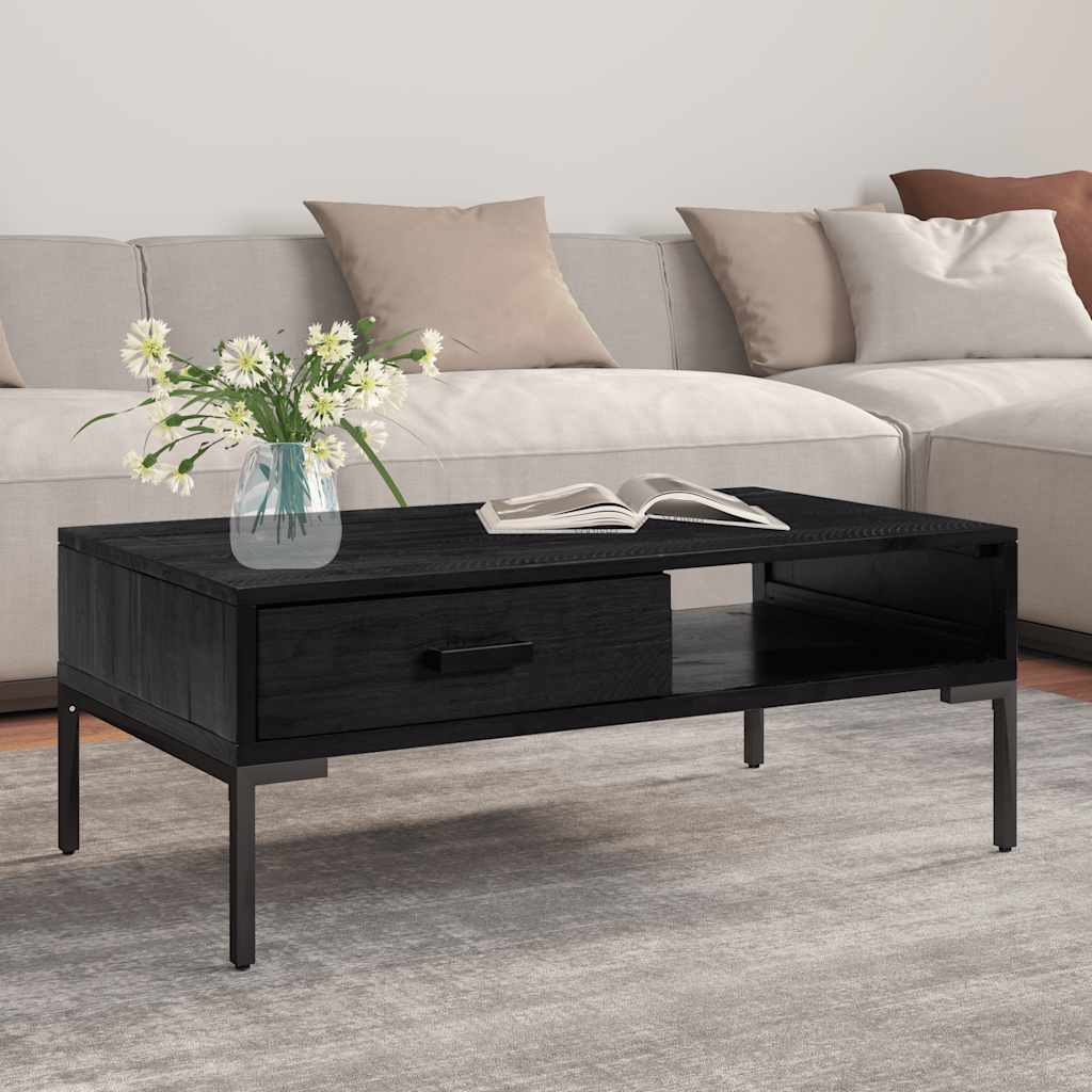 Stolić za kavu crni 90 x 50 x 35 cm od masivne borovine