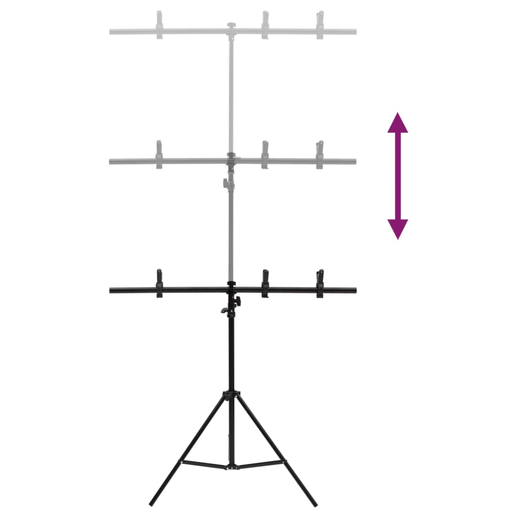 Stalak za pozadinu u obliku slova T crni 91 x 60 x (70-200) cm