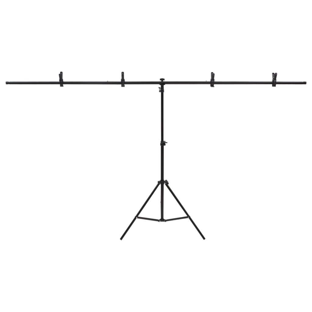 Stalak za pozadinu u obliku slova T crni 201x60x(70-200) cm