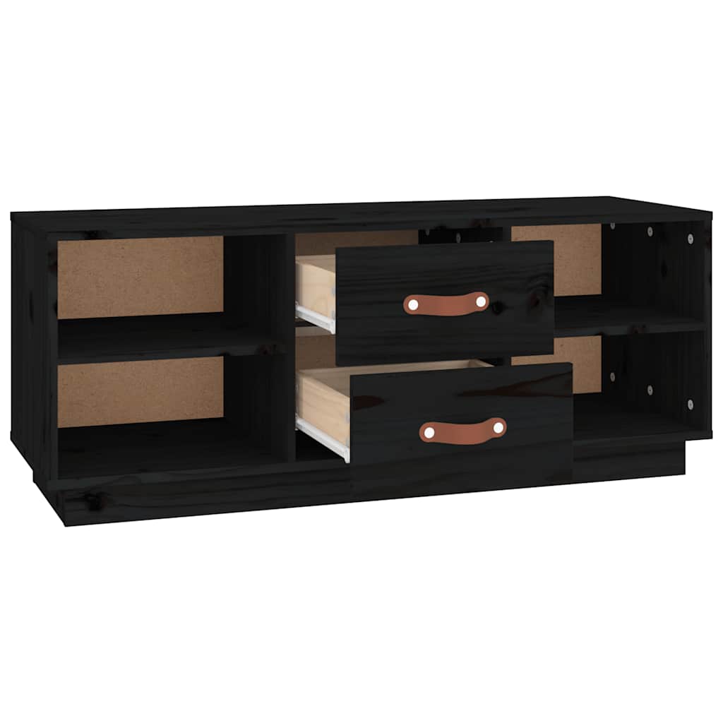 TV ormarić crni 100x34x40 cm od masivne borovine