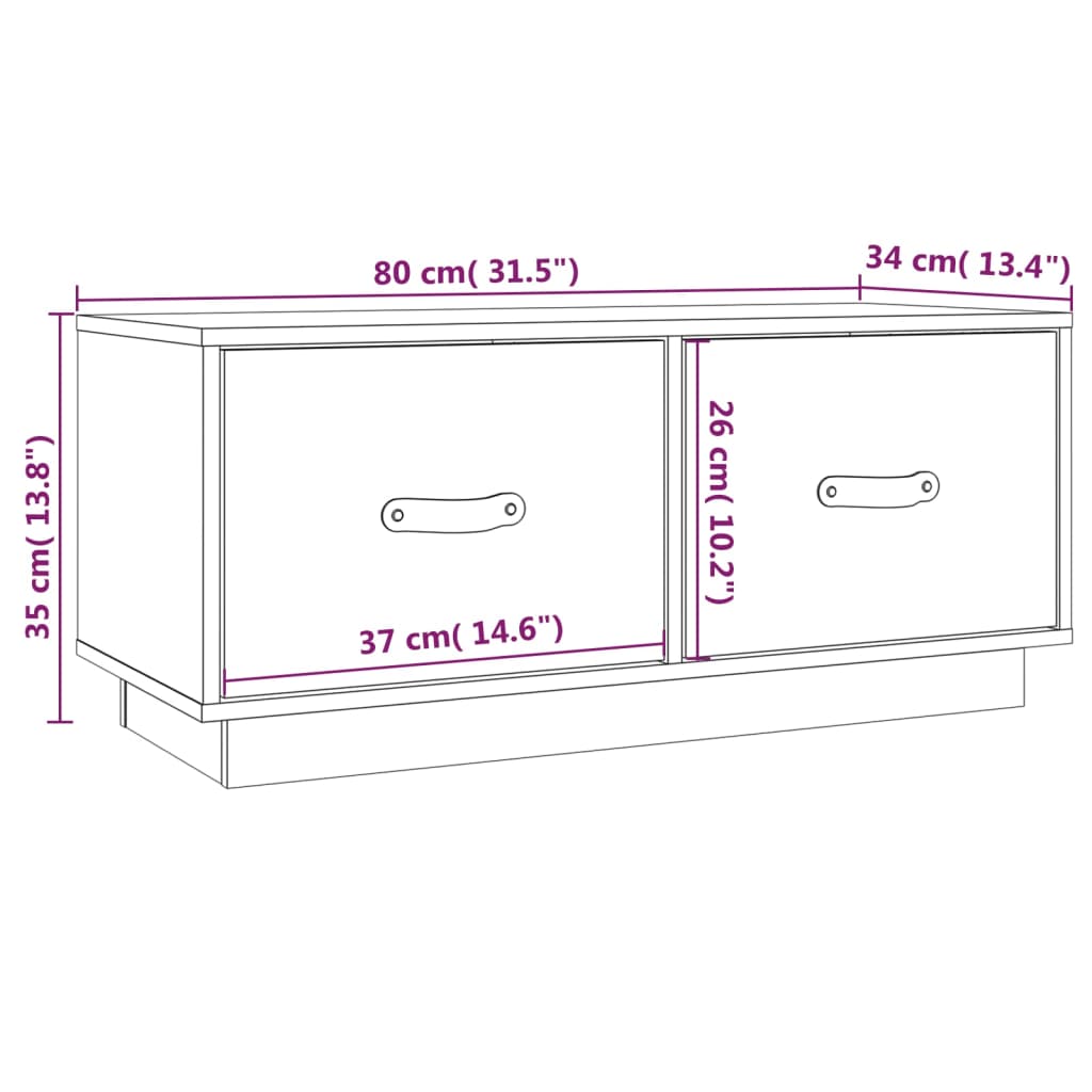 TV ormarić sivi 80 x 34 x 35 cm od masivne borovine
