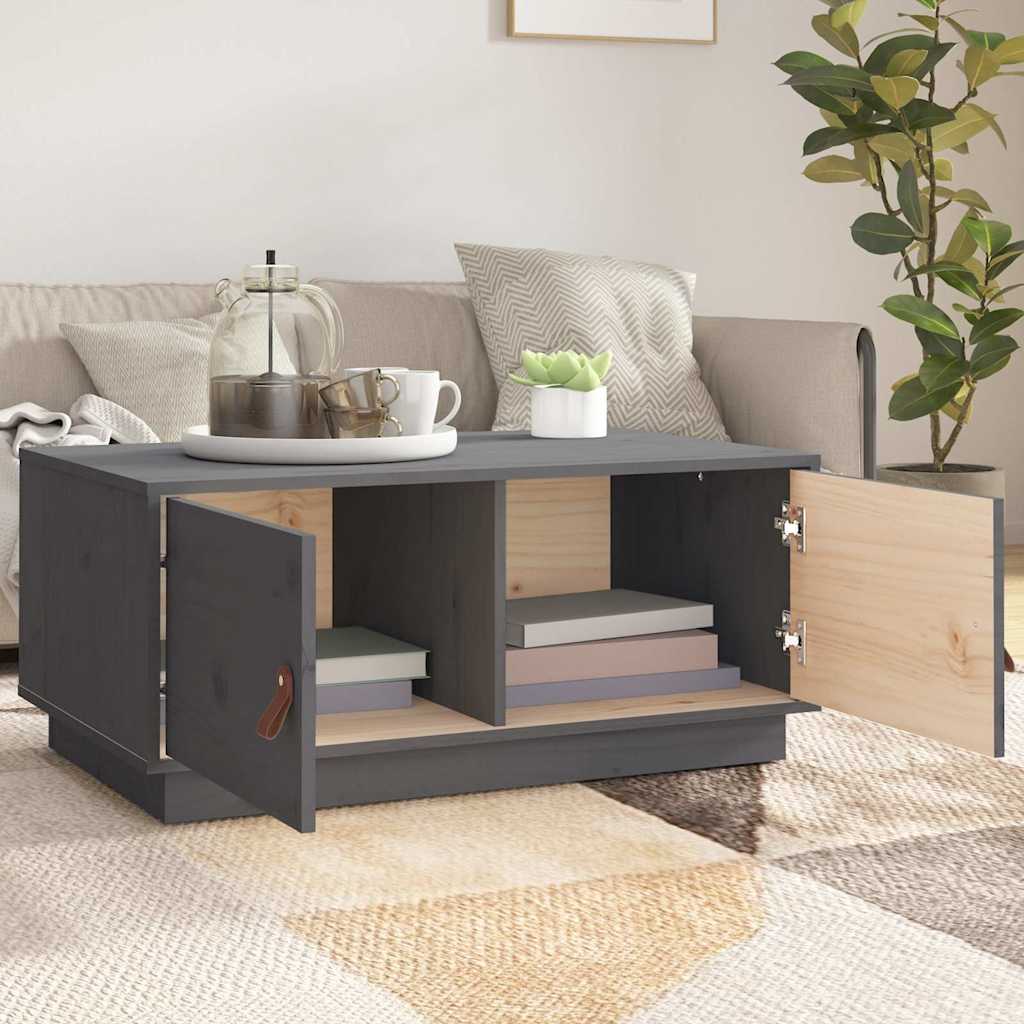 Stolić za kavu sivi 80 x 50 x 35 cm od masivne borovine