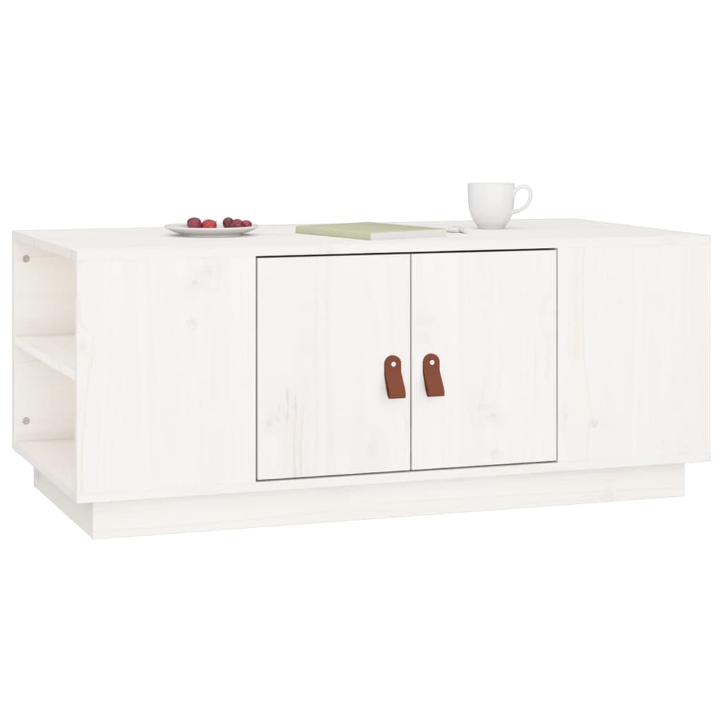Stolić za kavu bijeli 100 x 50 x 41 cm od masivne borovine