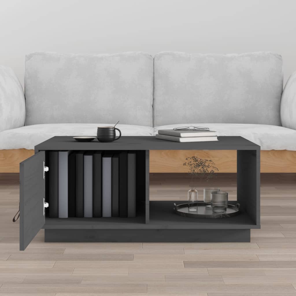 Stolić za kavu sivi 80 x 50 x 35,5 cm od masivne borovine