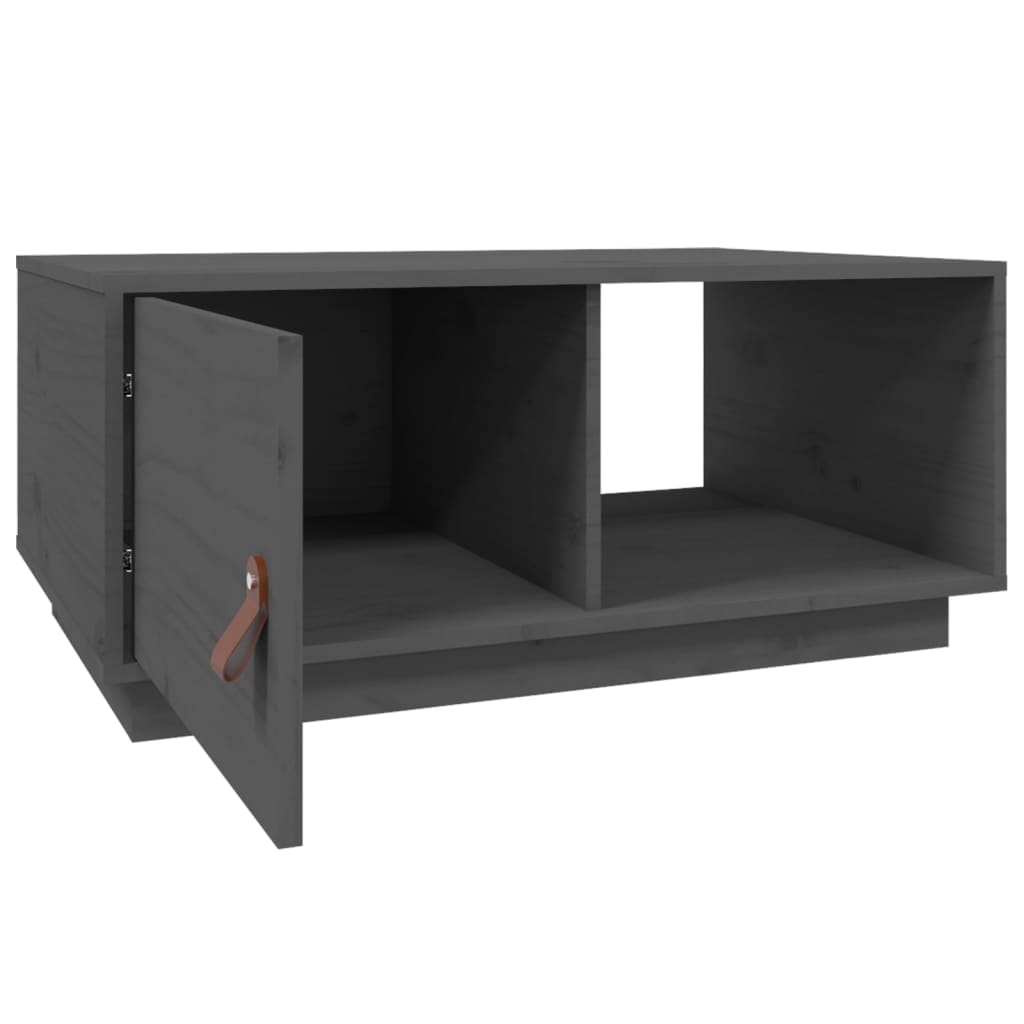 Stolić za kavu sivi 80 x 50 x 35,5 cm od masivne borovine