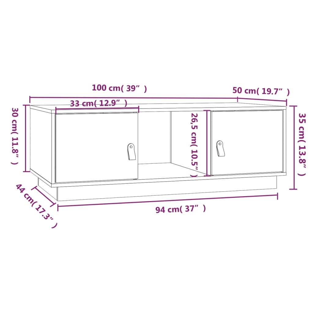 Stolić za kavu 100 x 50 x 35 cm od masivne borovine