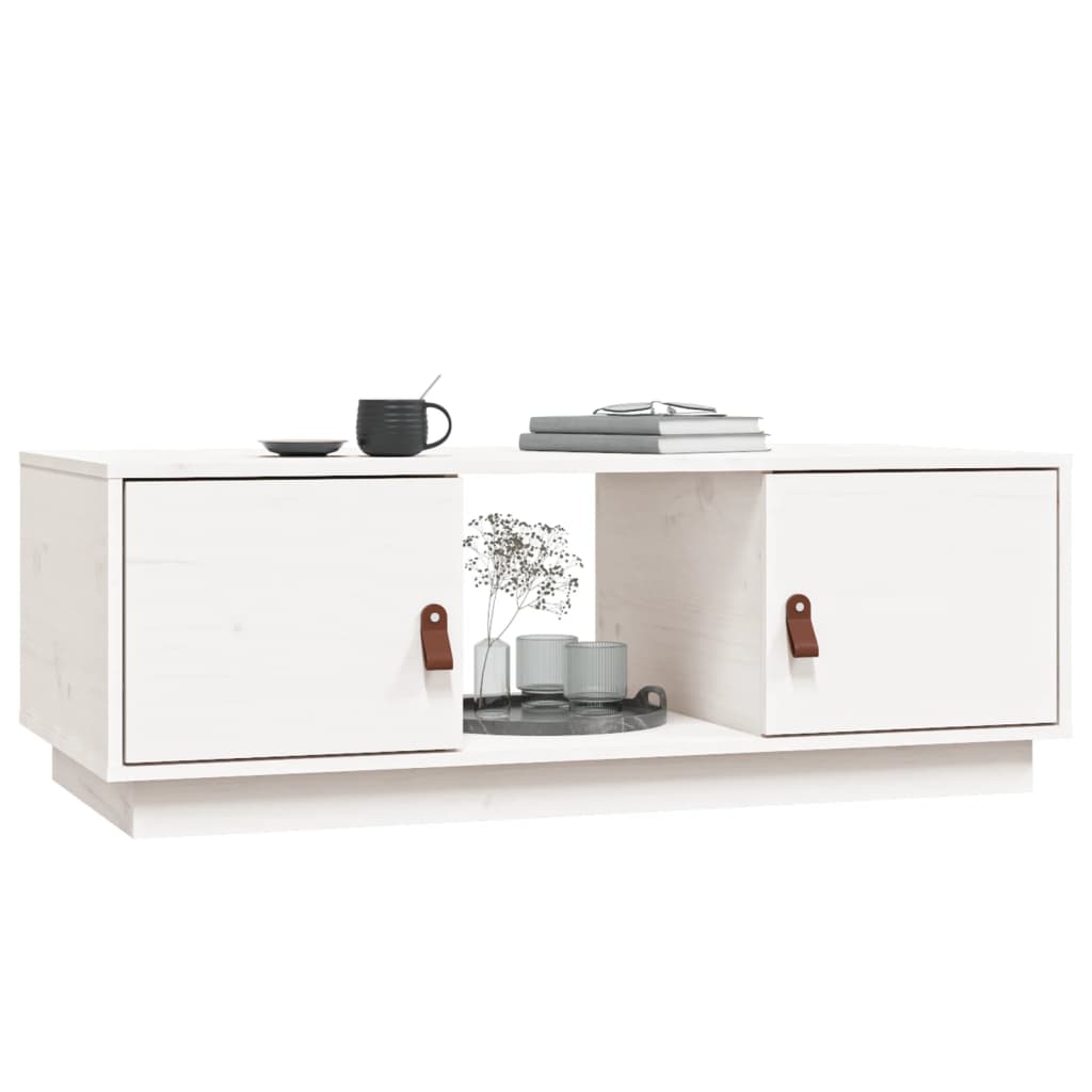 Stolić za kavu bijeli 100 x 50 x 35 cm od masivne borovine