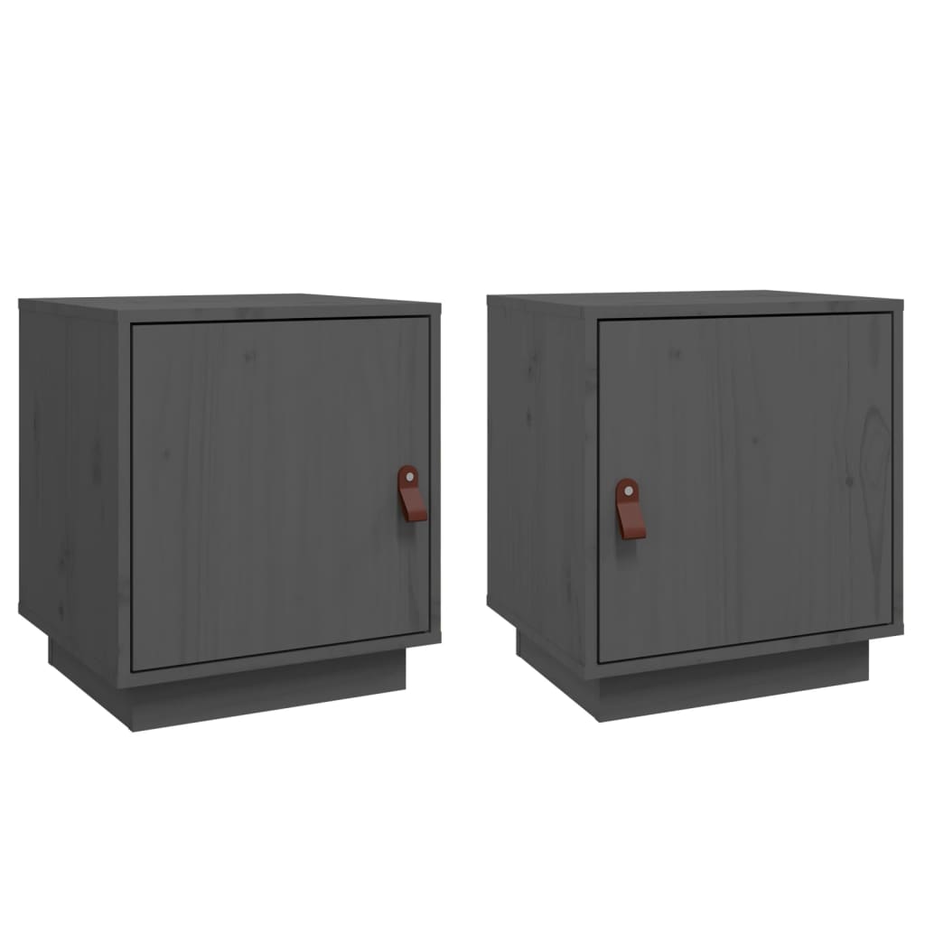 Noćni ormarići 2 kom sivi 40 x 34 x 45 cm od masivne borovine
