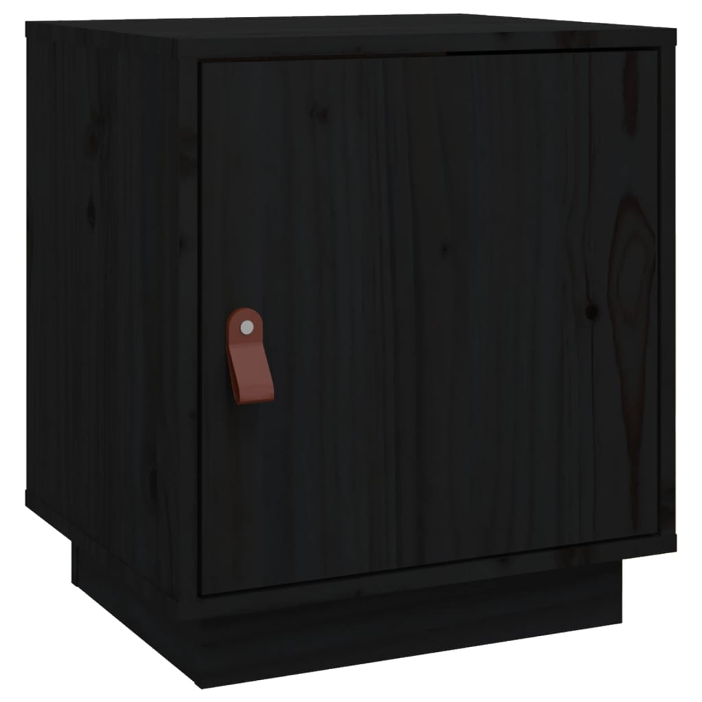 Noćni ormarić crni 40 x 34 x 45 cm od masivne borovine