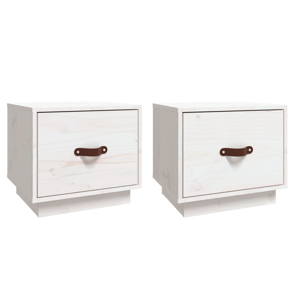 Noćni ormarići 2 kom bijeli 40 x 34 x 35 cm od masivne borovine