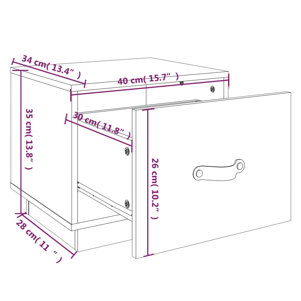 Noćni ormarići 2 kom bijeli 40 x 34 x 35 cm od masivne borovine