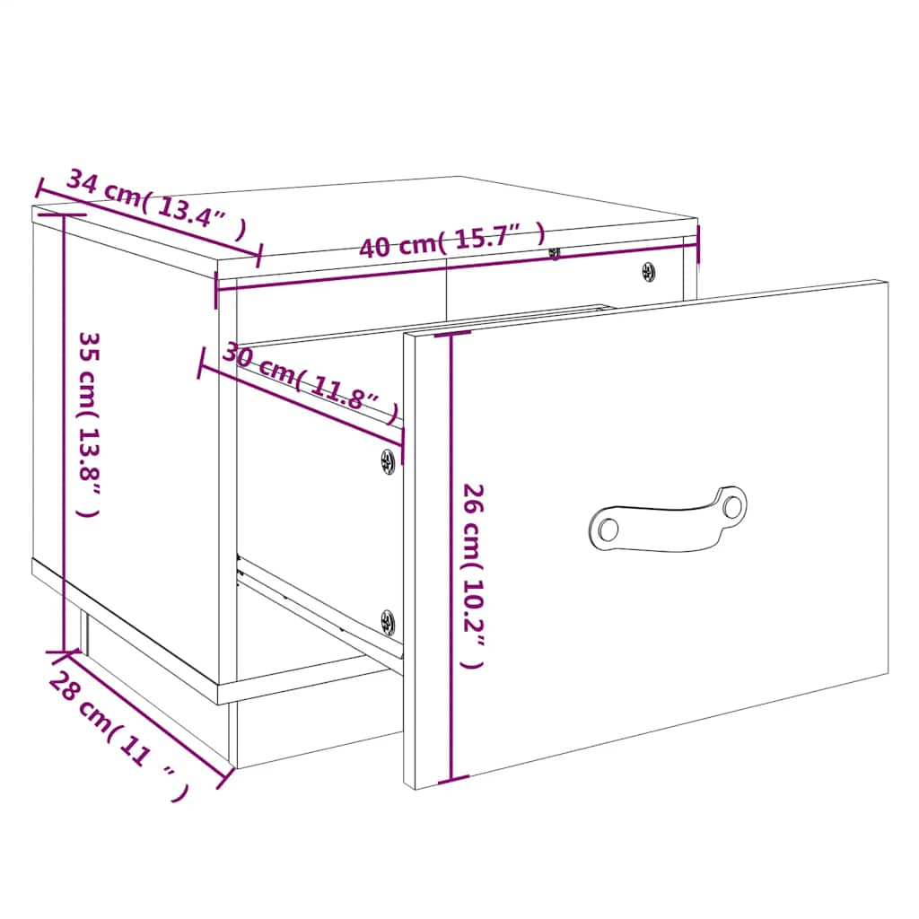 Noćni ormarići 2 kom sivi 40 x 34 x 35 cm od masivne borovine