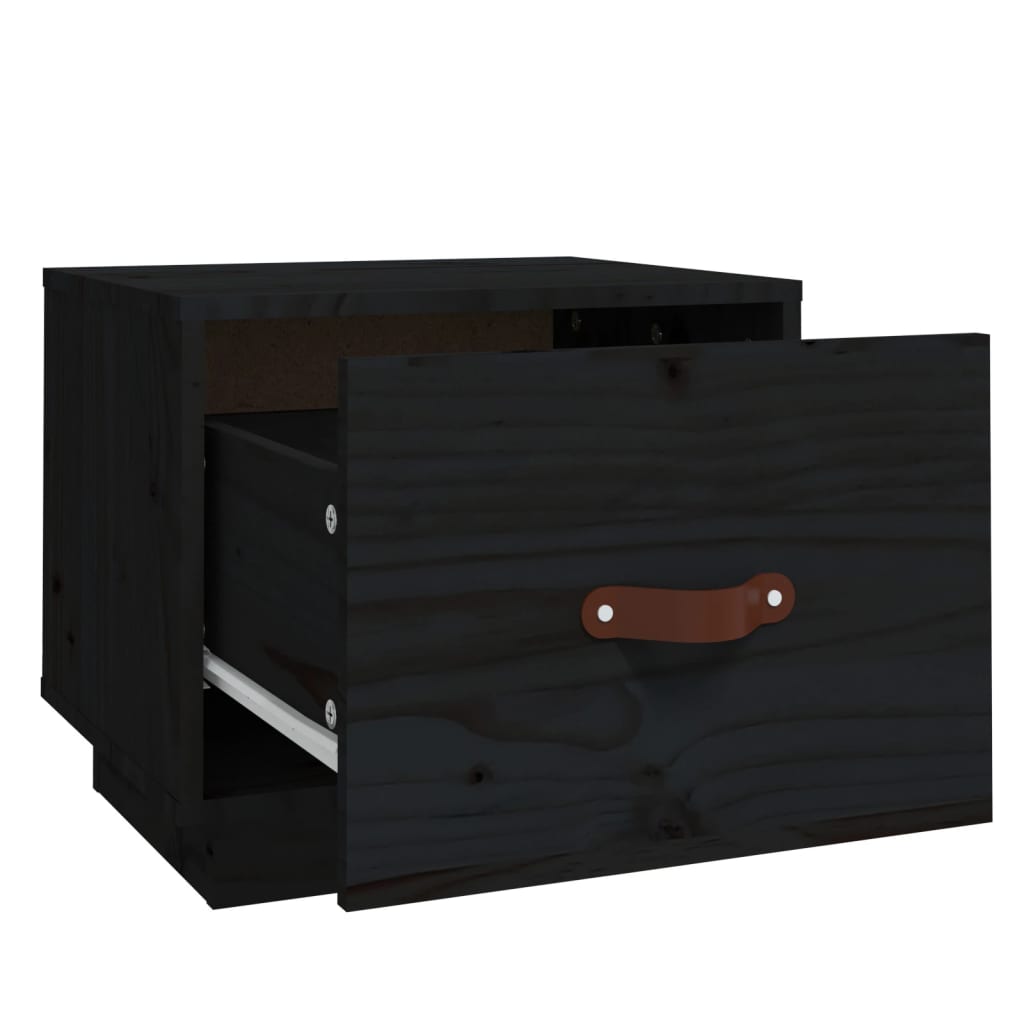 Noćni ormarići 2 kom crni 40 x 34 x 35 cm od masivne borovine