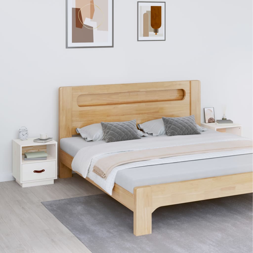 Noćni ormarići 2 kom bijeli 40 x 34 x 45 cm od masivne borovine