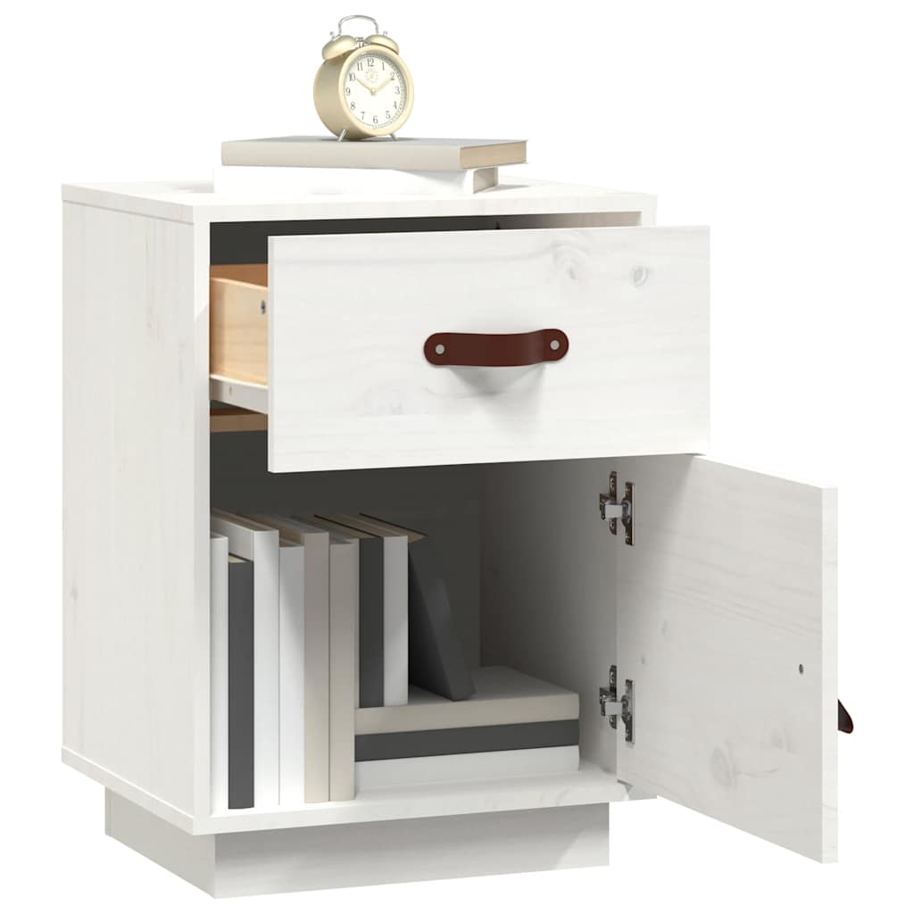 Noćni ormarić bijeli 40 x 34 x 55 cm od masivne borovine