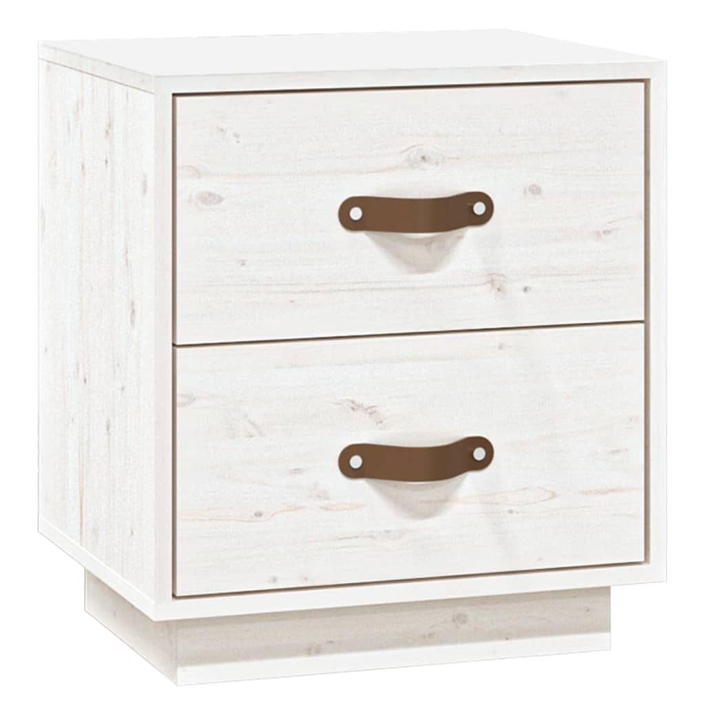 Noćni ormarići 2 kom bijeli 40 x 34 x 45 cm od masivne borovine