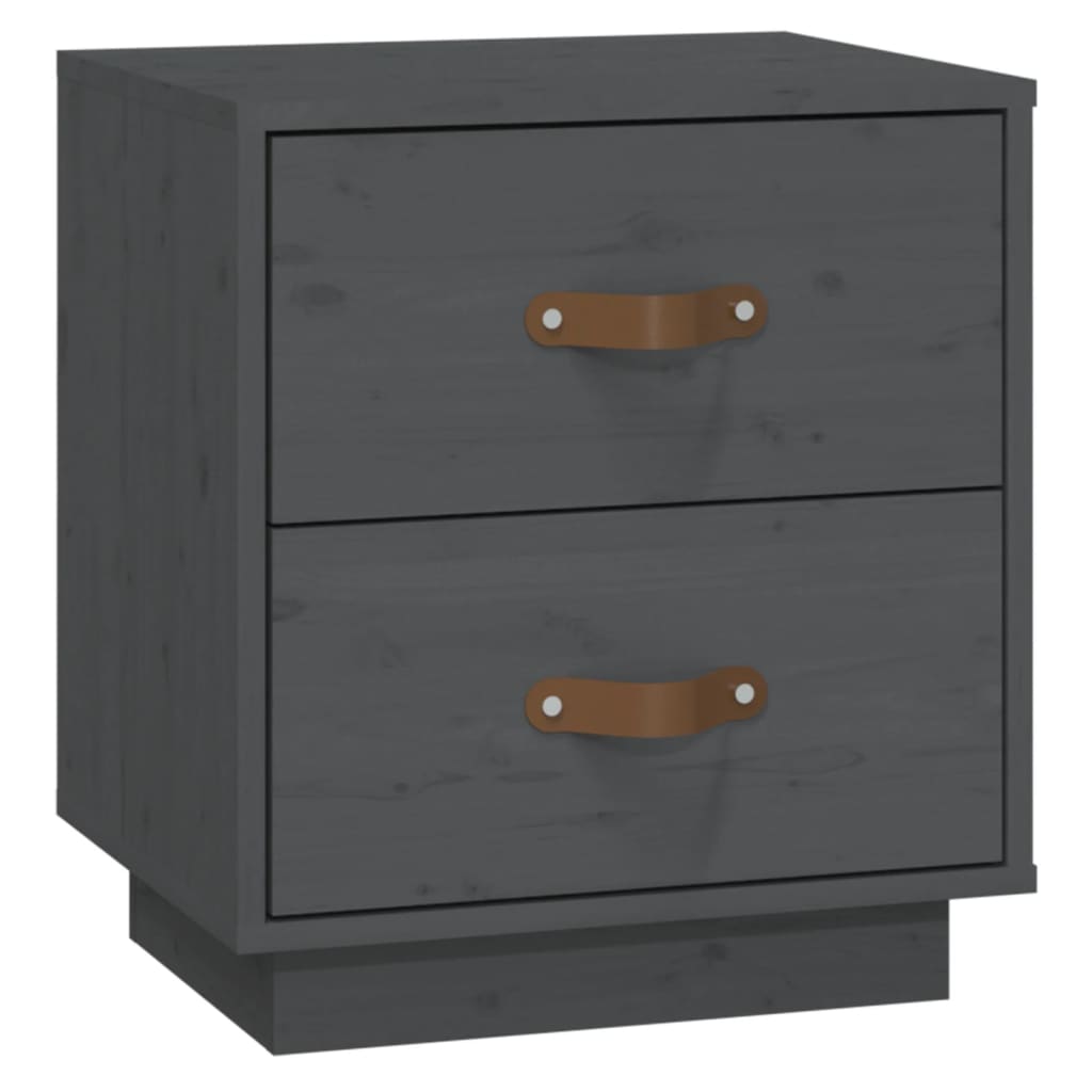 Noćni ormarići 2 kom sivi 40 x 34 x 45 cm od masivne borovine