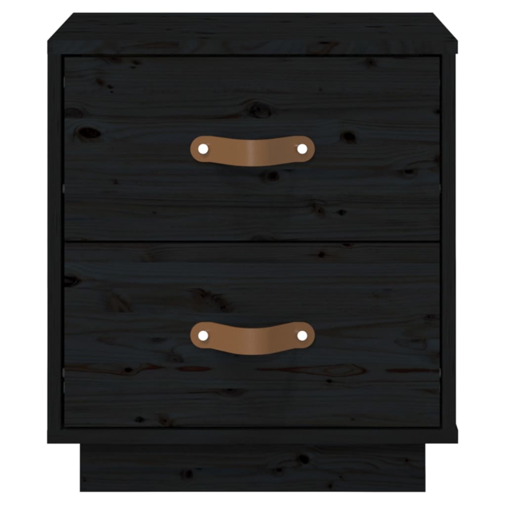 Noćni ormarići 2 kom crna 40 x 34 x 45 cm od masivne borovine