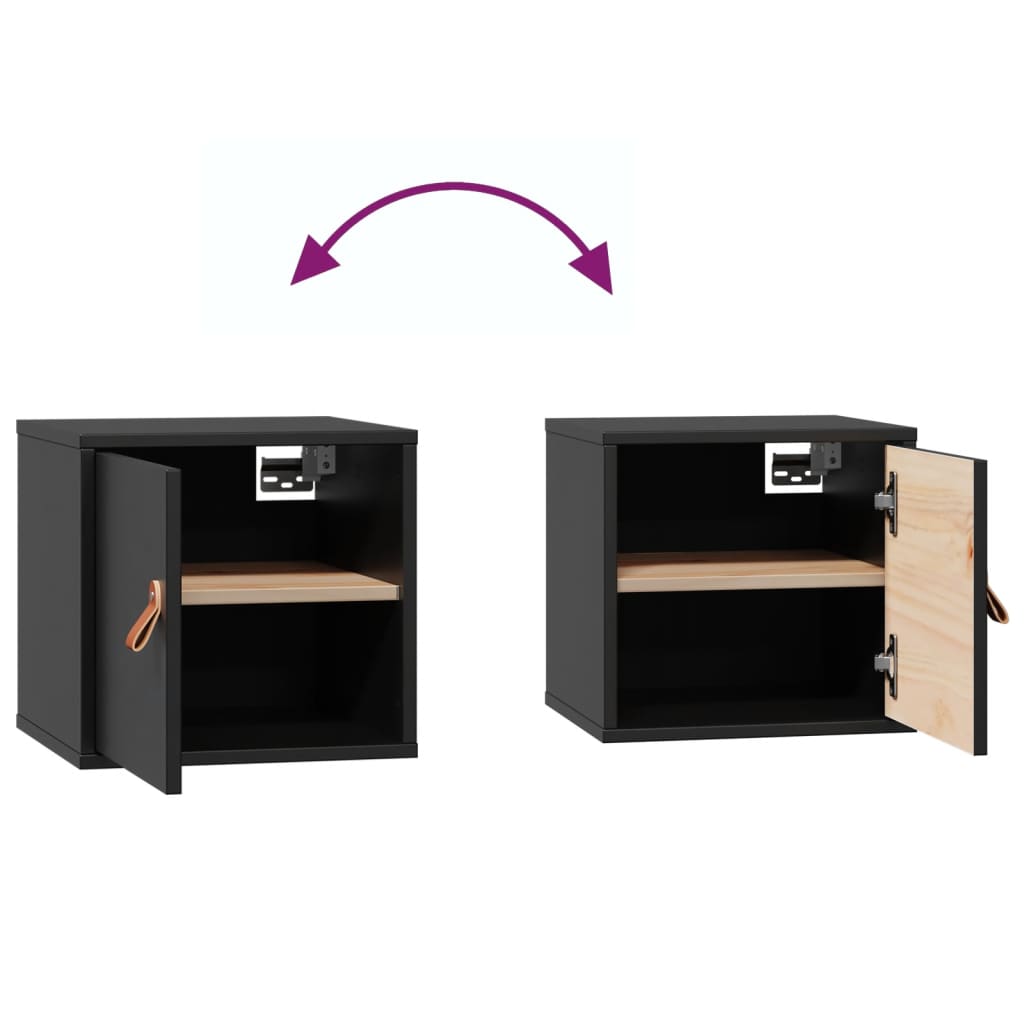 Zidni ormarići 2 kom crni 31,5 x 30 x 30 cm od masivne borovine