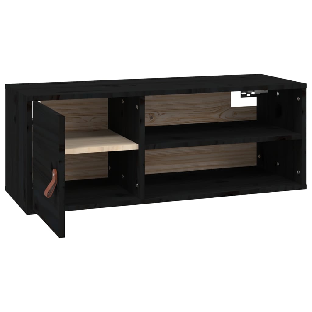 Zidni ormarić crni 80 x 30 x 30 cm od masivne borovine