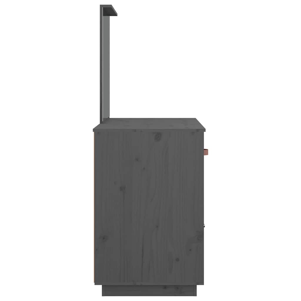 Toaletni stolić sivi 95 x 50 x 134 cm od masivne borovine