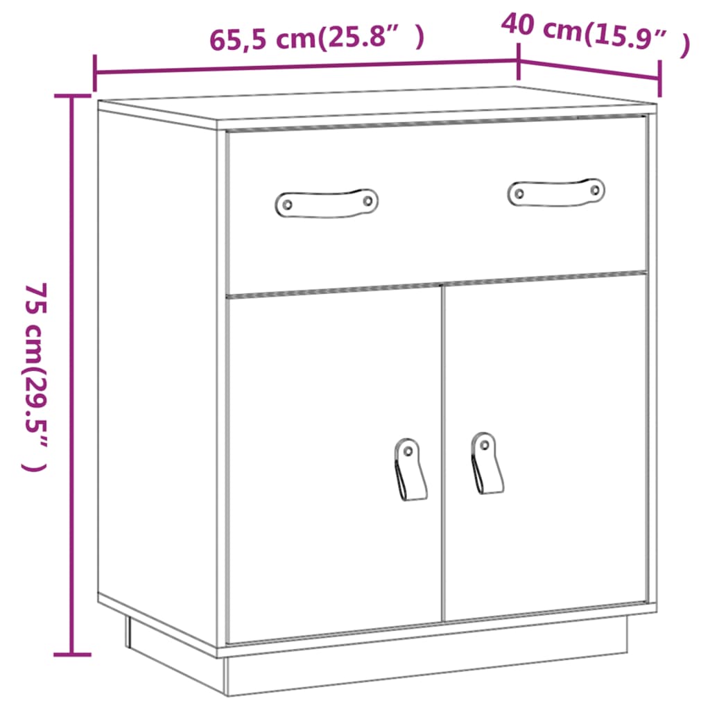 Komoda siva 65,5 x 40 x 75 cm od masivne borovine