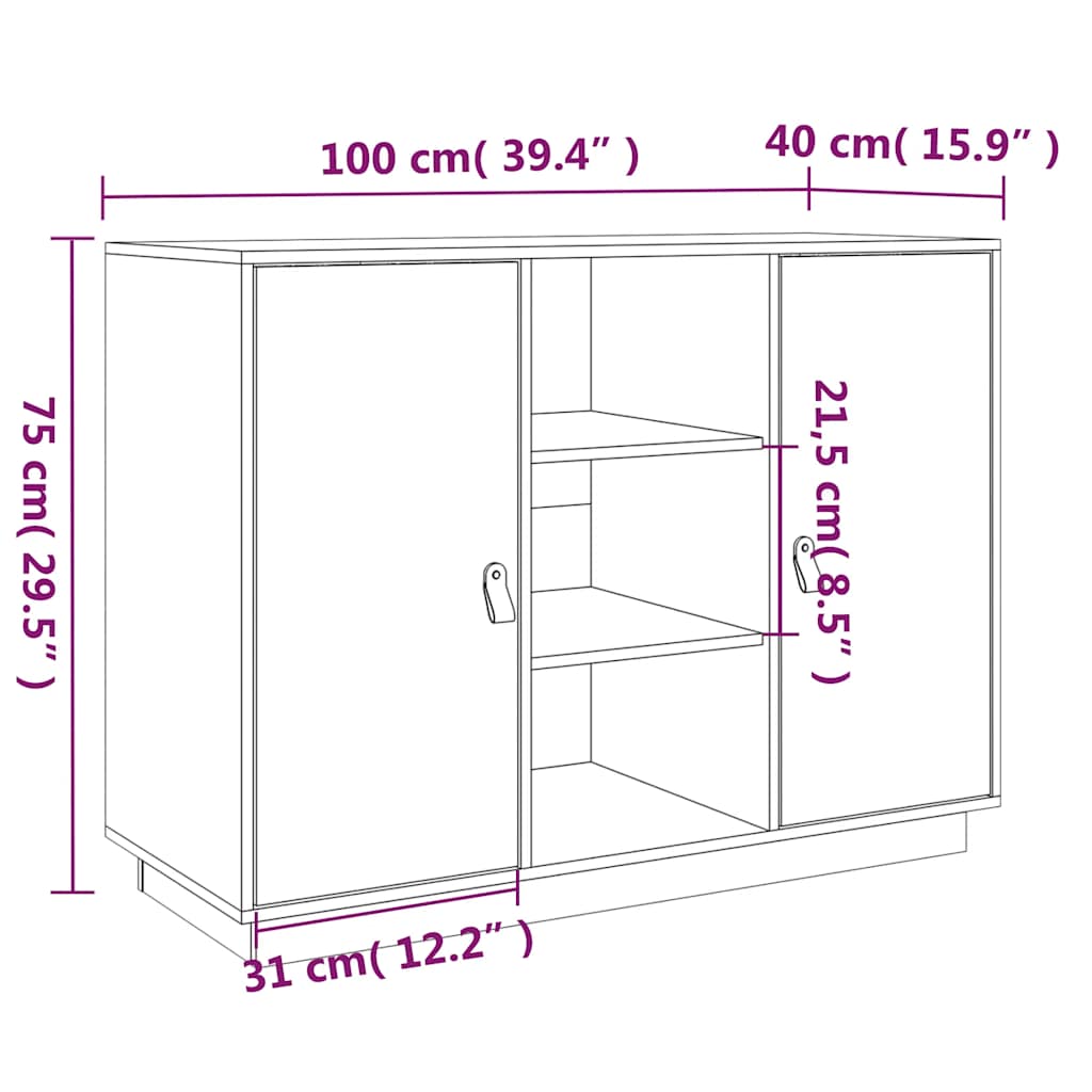 Komoda siva 100 x 40 x 75 cm od masivne borovine