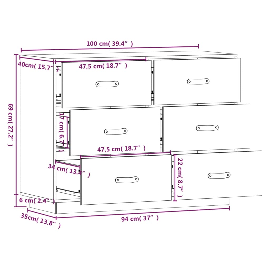 Komoda siva 100 x 40 x 75 cm od masivne borovine