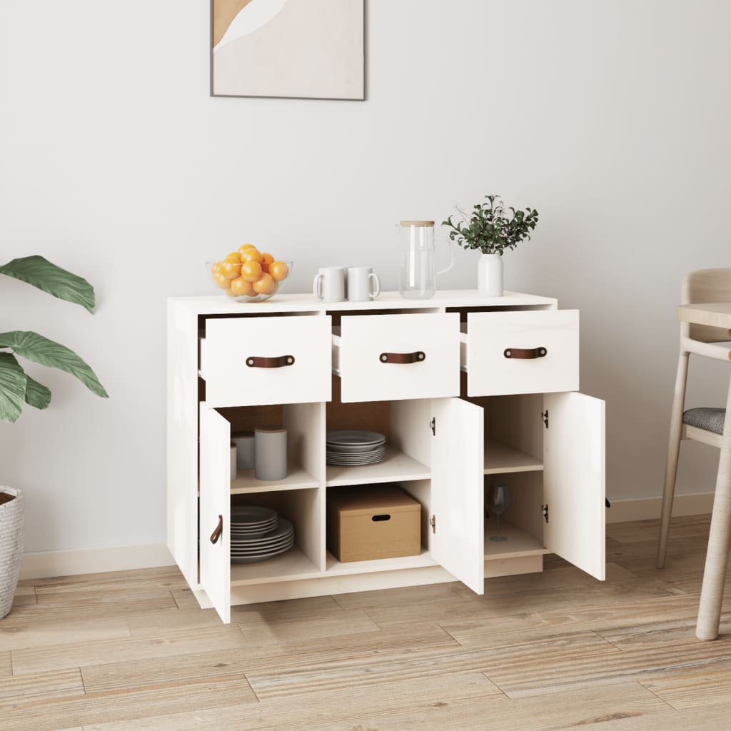 Komoda bijela 100 x 40 x 75 cm od masivne borovine