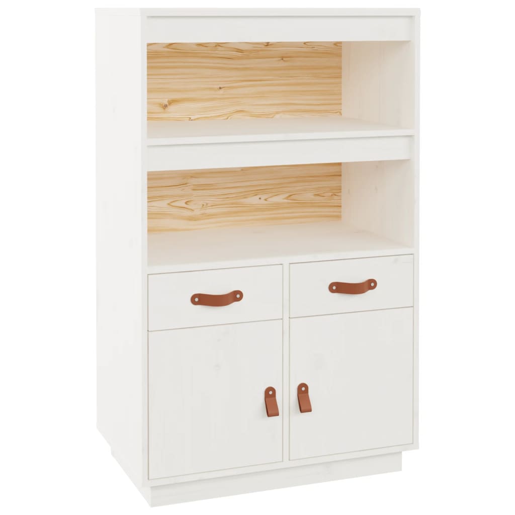 Visoka komoda bijela 67 x 40 x 108,5 cm od masivne borovine