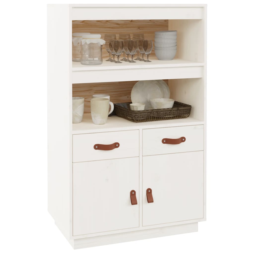 Visoka komoda bijela 67 x 40 x 108,5 cm od masivne borovine
