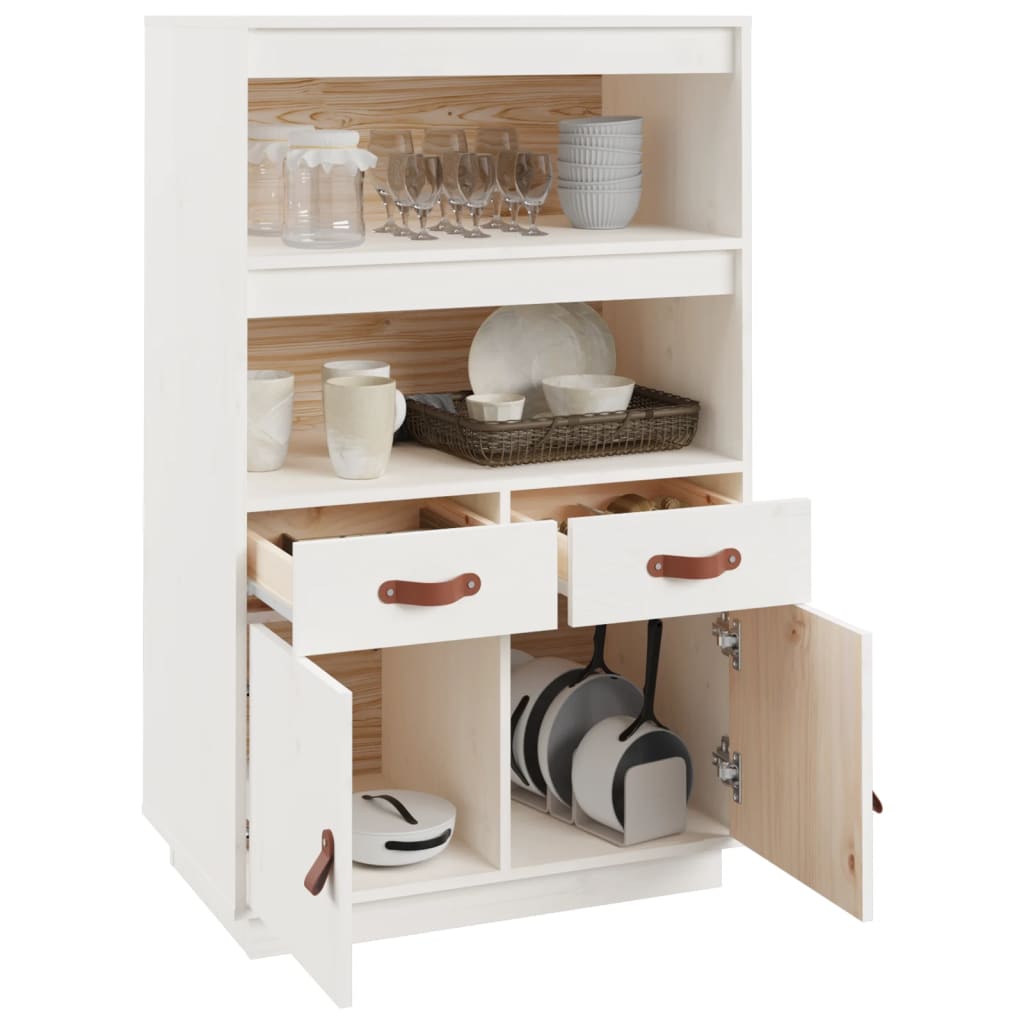 Visoka komoda bijela 67 x 40 x 108,5 cm od masivne borovine