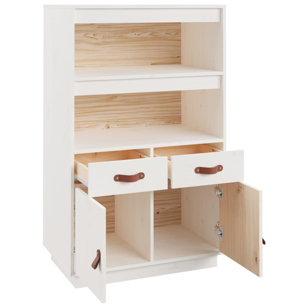 Visoka komoda bijela 67 x 40 x 108,5 cm od masivne borovine