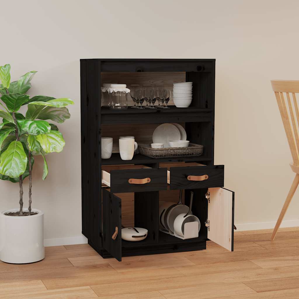 Visoka komoda crni 67 x 40 x 108,5 cm od masivne borovine