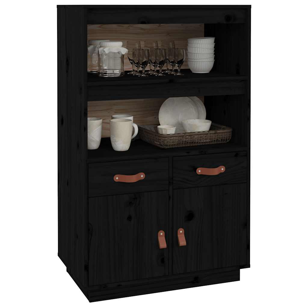 Visoka komoda crni 67 x 40 x 108,5 cm od masivne borovine