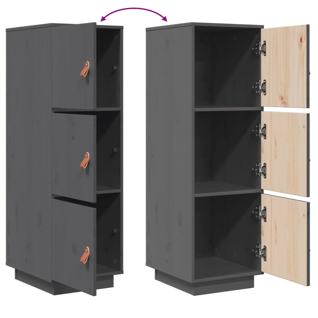 Visoka komoda siva 34 x 40 x 108,5 cm od masivne borovine