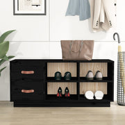 Klupa za cipele crna 100 x 34 x 45 cm od masivne borovine