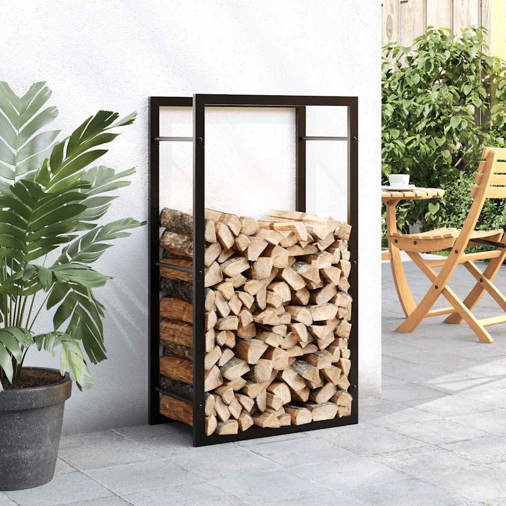 Stalak za drva za ogrjev mat crni 50x28x94 cm čelični
