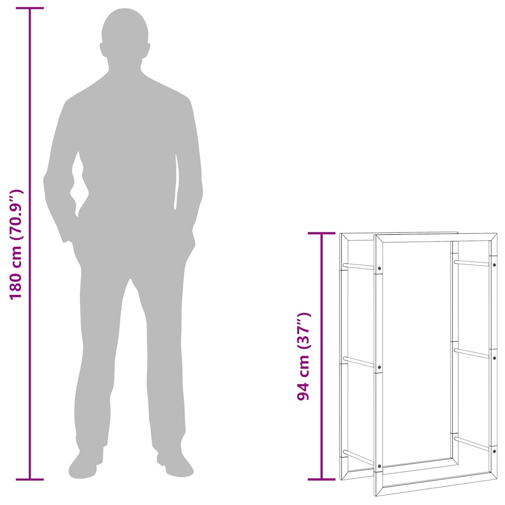 Stalak za drva za ogrjev mat crni 50x28x94 cm čelični